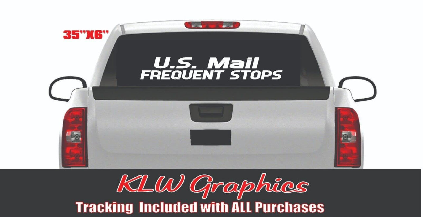 U.S. Mail Frequent Stops Banner Car Window Decal Sticker Rural Carrier Truck USA