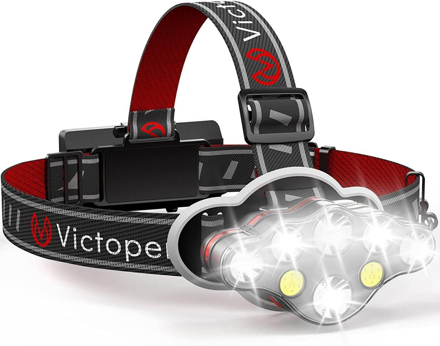 Victoper Rechargeable Headlamp, 8 LED 18000 High Lumen Bright Head Lamp with Red Light, Lightweight USB Head Light, 8 Mode Waterproof Head Flashlight for Outdoor Running Camping Valentine's Day Gifts