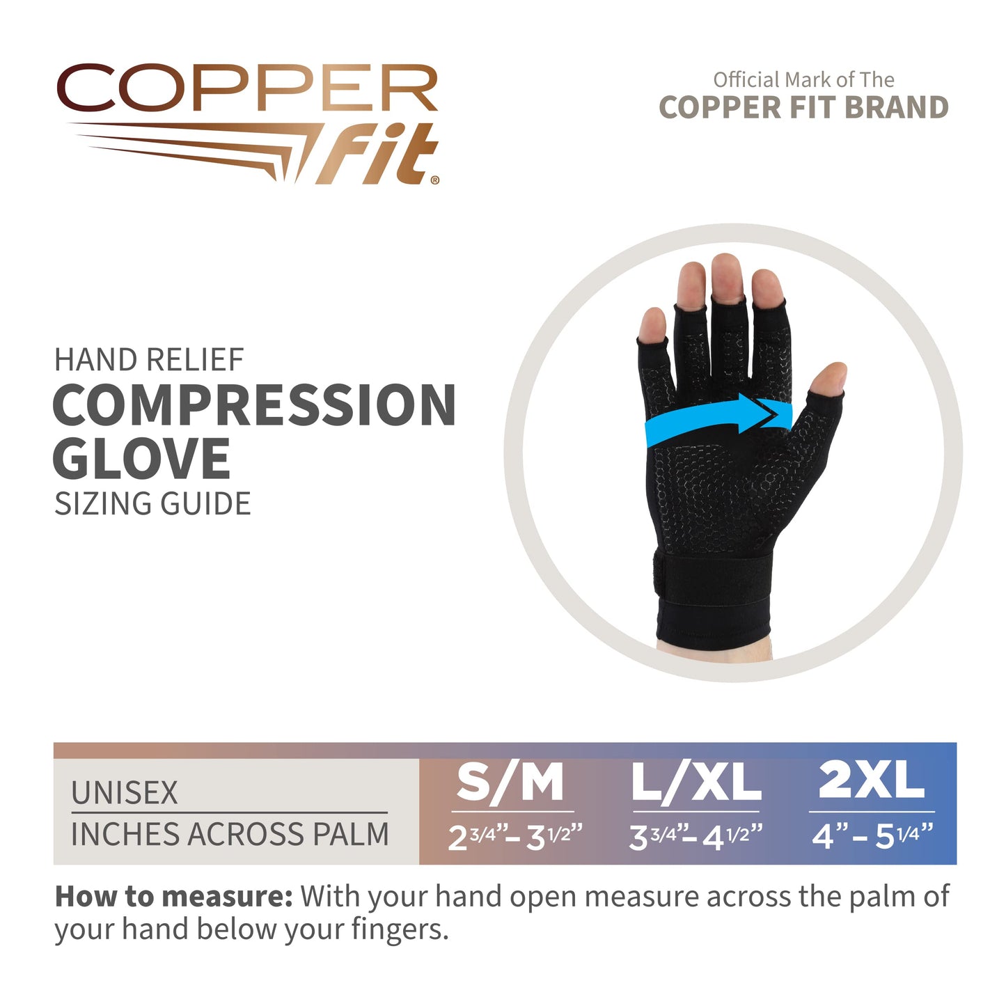 Copper Fit Hand Relief Compression Gloves, 2XL