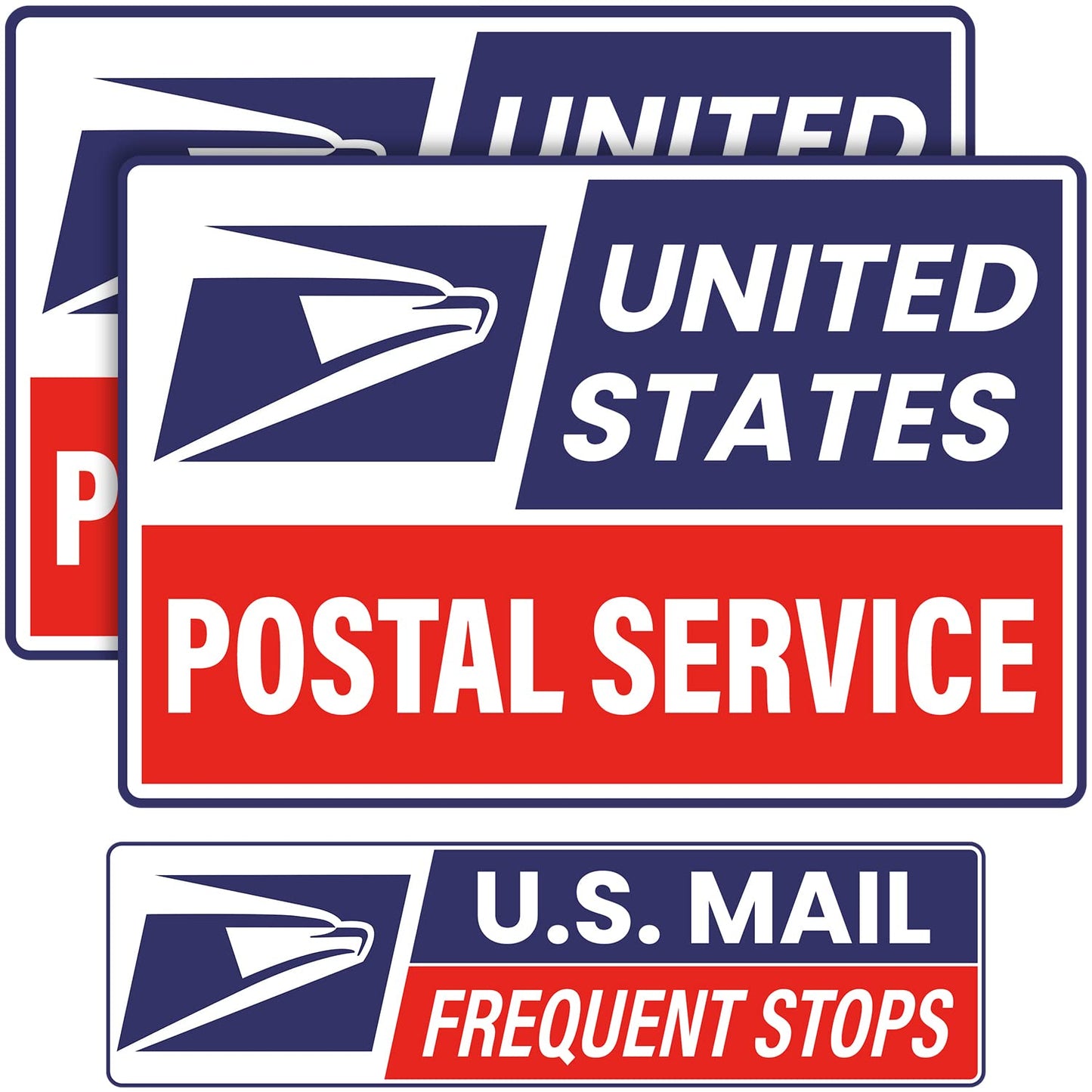 (3 Pack) Professional (Original) U.S. Mail Delivery Driver Magnetic Signs U.S. Rural Delivery Carrier Magnets 2 (12"×8") 1 (11"×3") For Cars, SUV, Trucks, Reflective (White, blue, red)