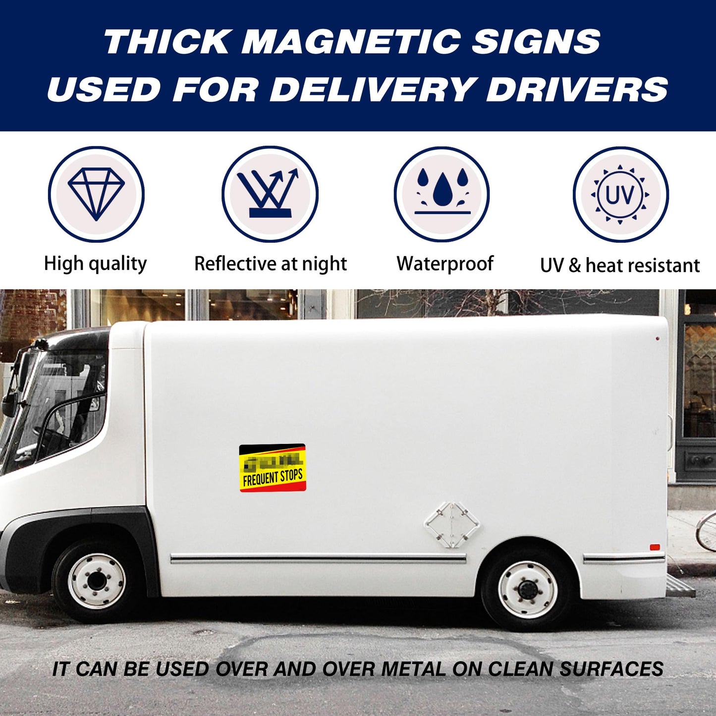 Mail Delivery Driver Magnetic Signs 3 Pack (2×14"×10" & 1×11"×4") Frequent Stops Car Magnets Rural Delivery Carrier Magnets, Reflective Waterproof, Perfect at 80MPH