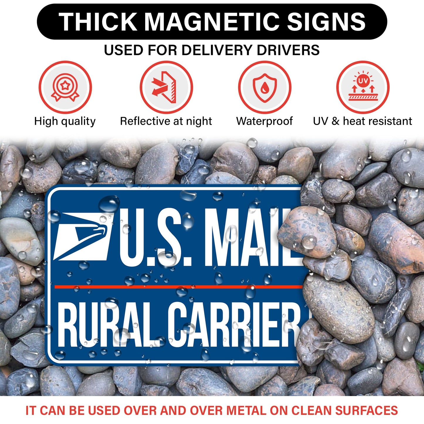 Lumiere Tech 3 Pack Heavy Duty U.S. Mail Delivery Driver Magnetic Signs Rural Delivery Carrier Magnets 2(12"×8") 1(11"×3") For Cars, SUV, Trucks. Images Subject to Copyright (Blue)